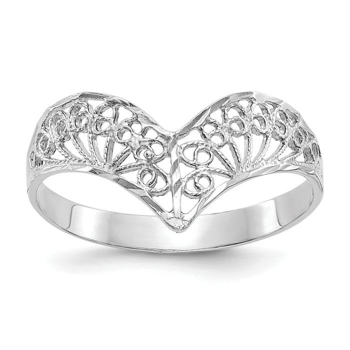 14k White Gold Diamond-Cut Filigree Ring-R163W