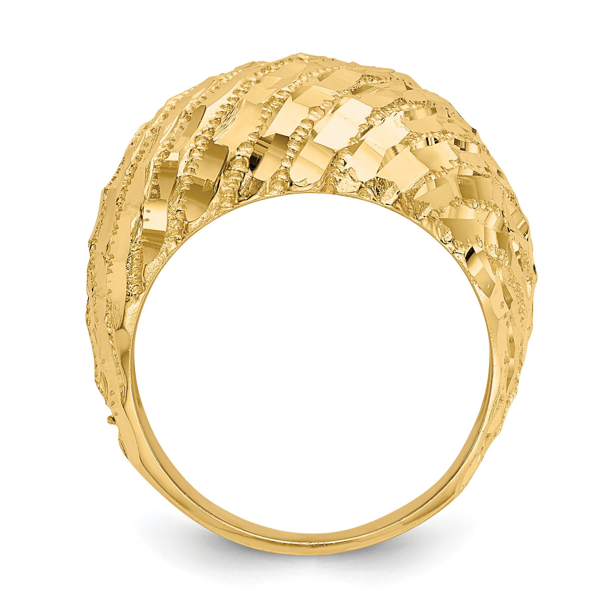 14k Diamond-Cut Dome Ring-R170