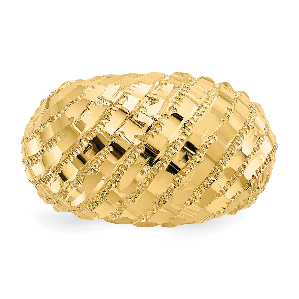 14k Diamond-Cut Dome Ring-R170
