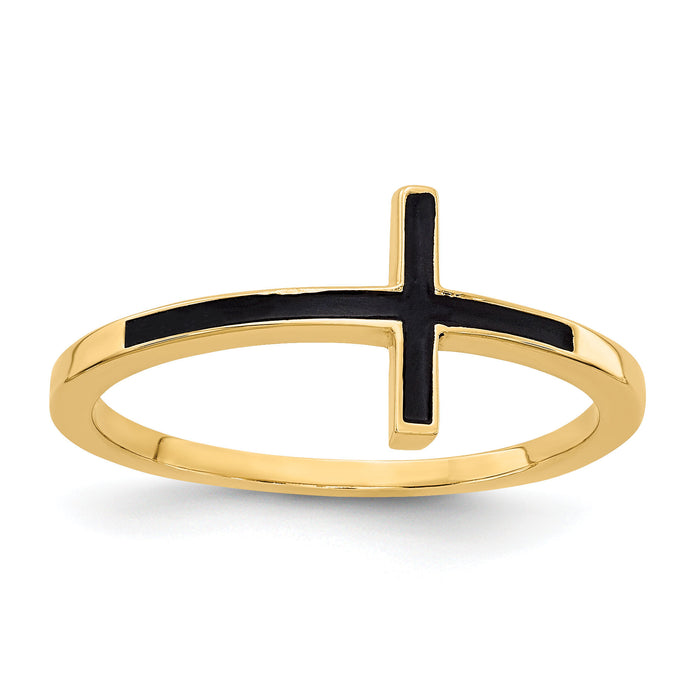 14k Antiqued Sideways Cross Ring-R1784