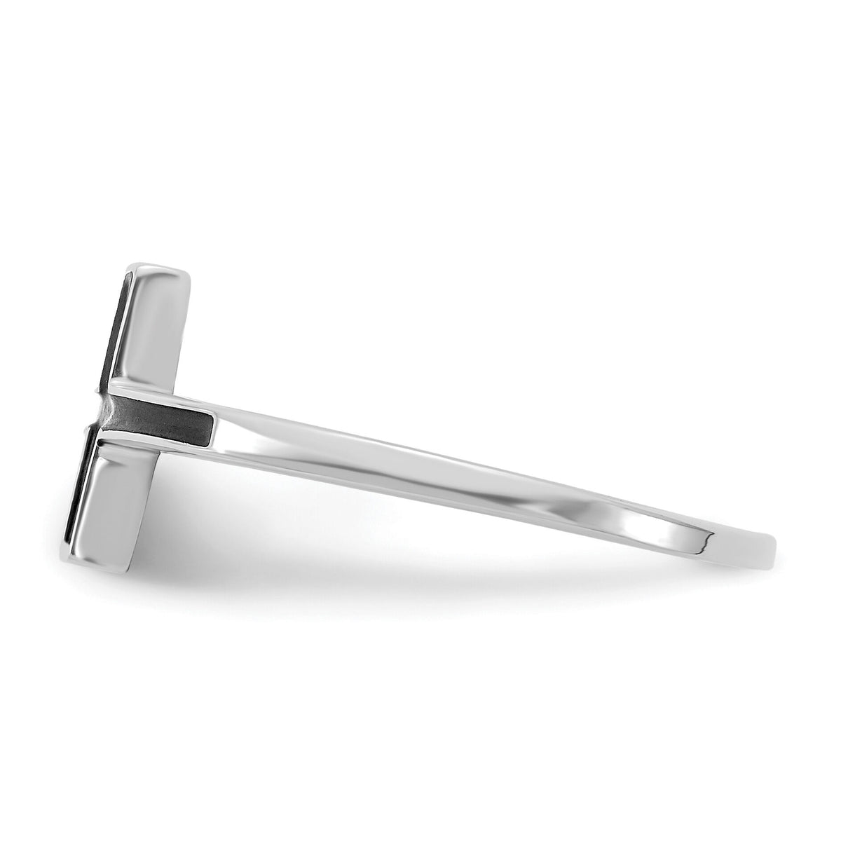 14k White Gold Antiqued Sideways Cross Ring-R1785