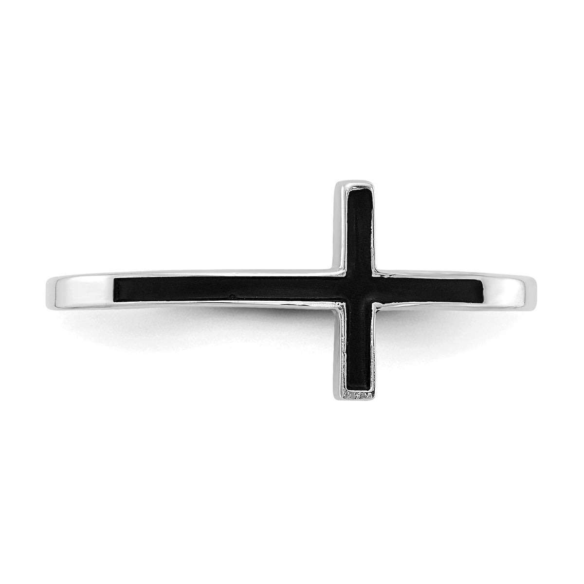 14k White Gold Antiqued Sideways Cross Ring-R1785