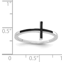 14k White Gold Antiqued Sideways Cross Ring-R1785