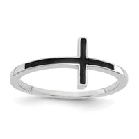 14k White Gold Antiqued Sideways Cross Ring-R1785