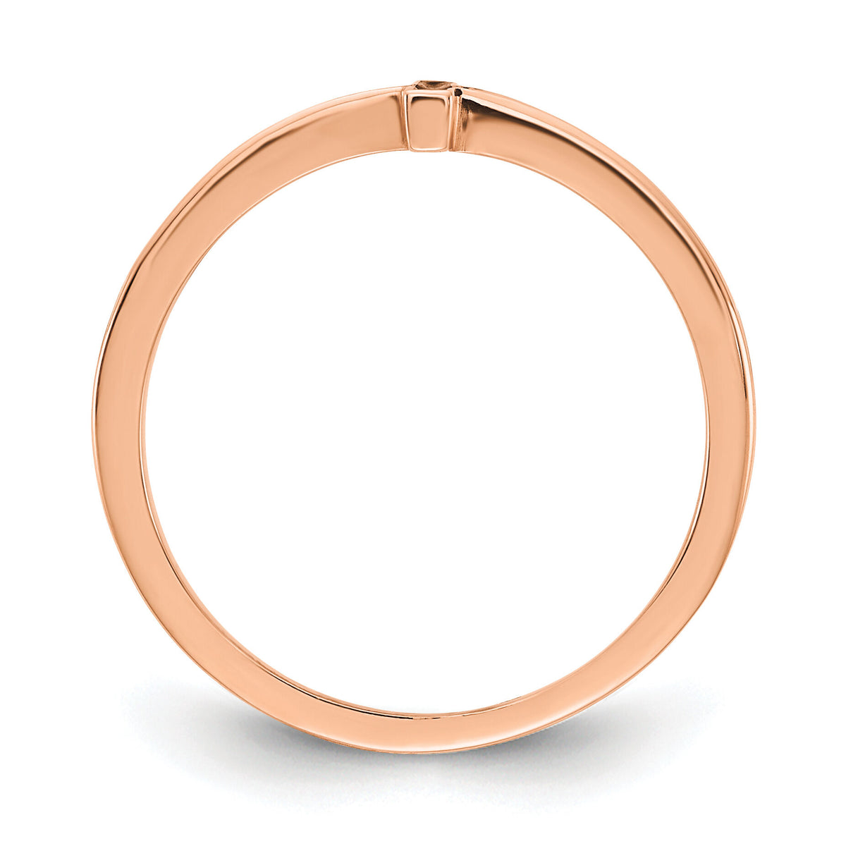 14k Rose Gold Enameled Sideways Cross Ring-R1786