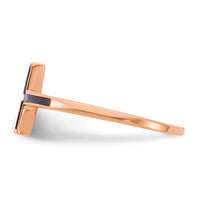 14k Rose Gold Enameled Sideways Cross Ring-R1786