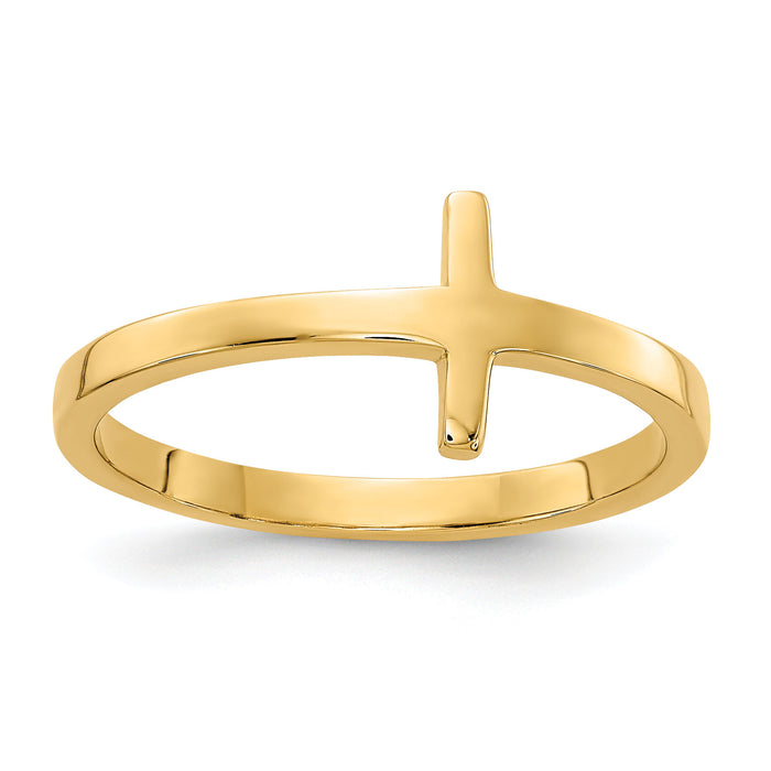 14k Sideways Cross Ring-R1787