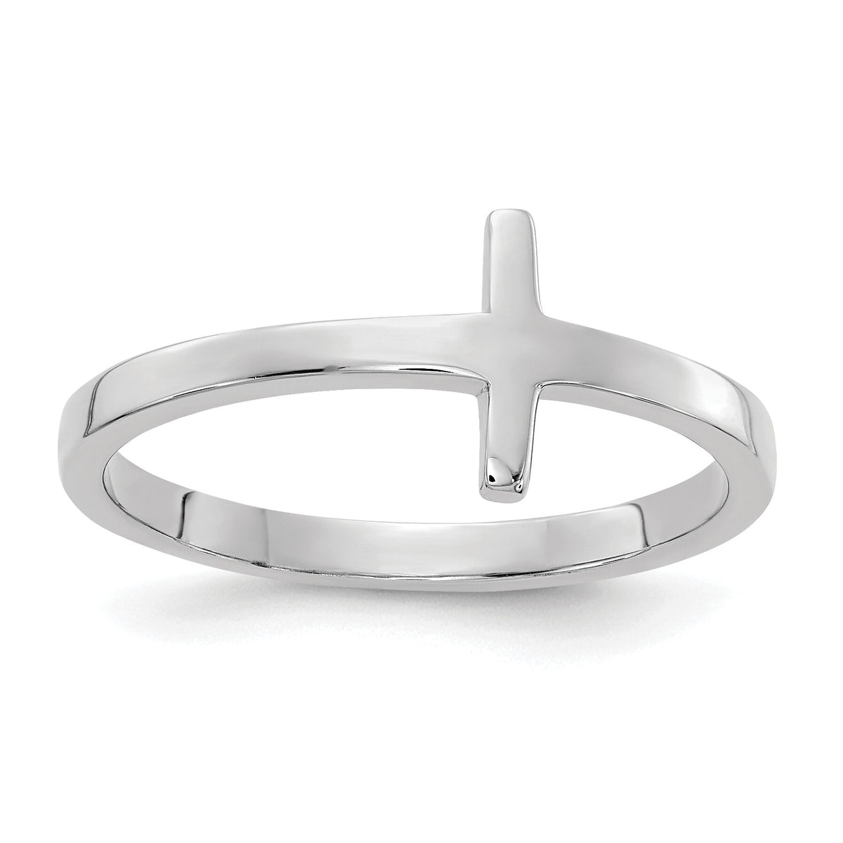 14k White Gold Sideways Cross Ring-R1788