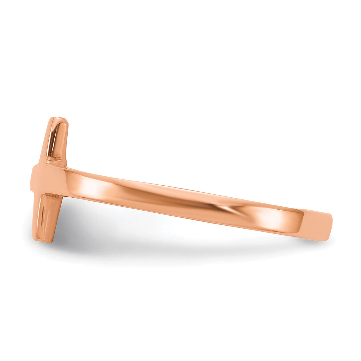 14k Rose Gold Sideways Cross Ring-R1789