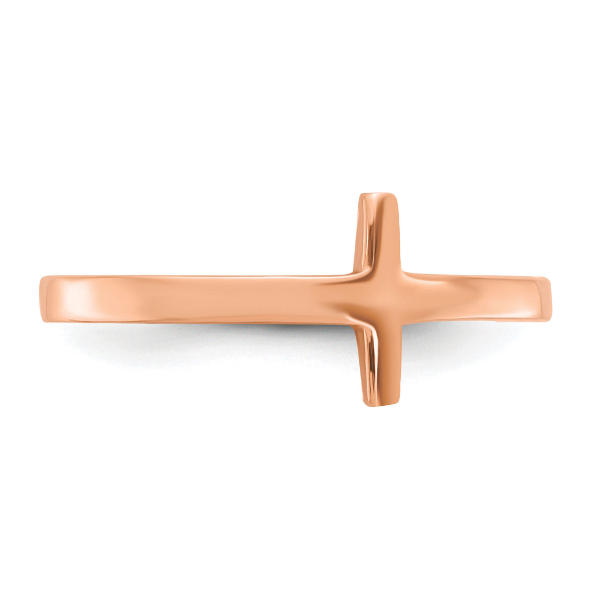 14k Rose Gold Sideways Cross Ring-R1789