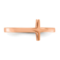 14k Rose Gold Sideways Cross Ring-R1789