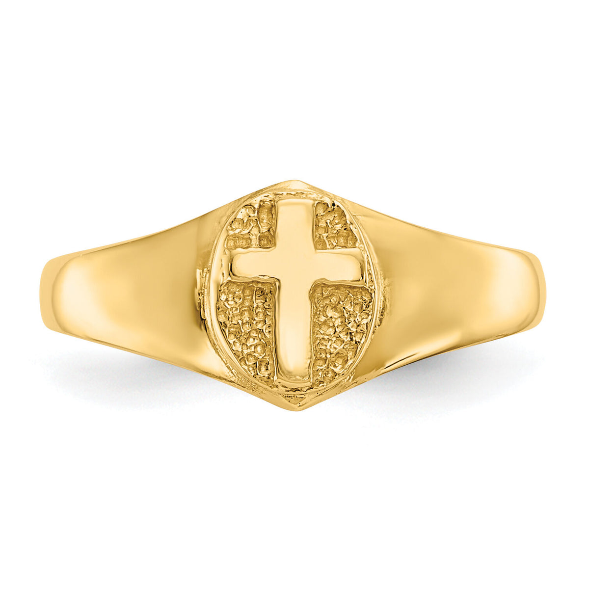 14k Childs Polished Cross Ring-R186