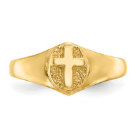 14k Childs Polished Cross Ring-R186