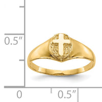 14k Childs Polished Cross Ring-R186