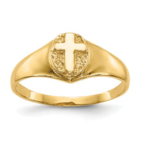 14k Childs Polished Cross Ring-R186