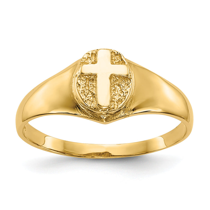14k Childs Polished Cross Ring-R186