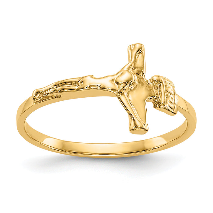 14k Childs Polished Crucifix Ring-R190