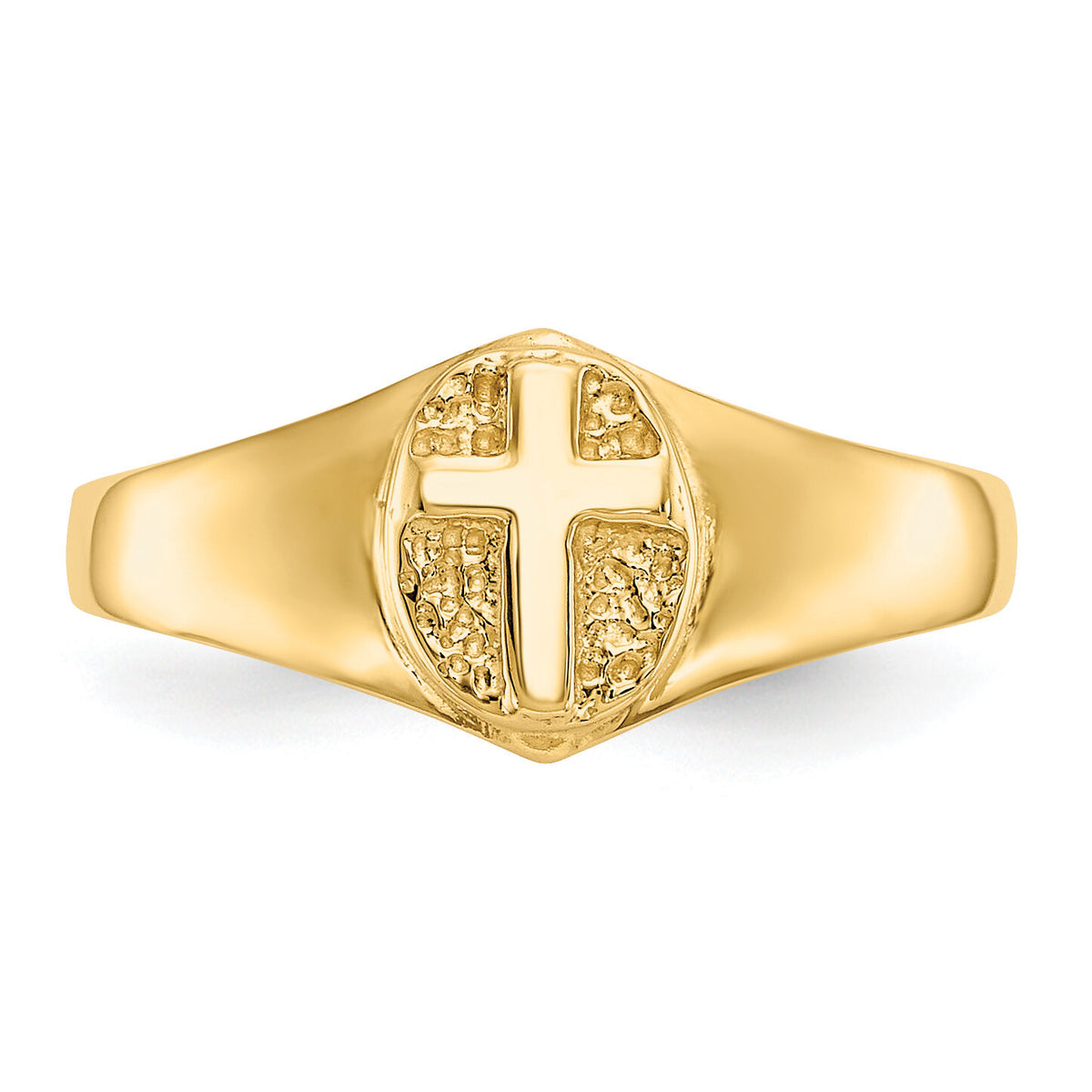 14k Childs Polished Open Cross Ring-R192