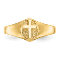 14k Childs Polished Open Cross Ring-R192
