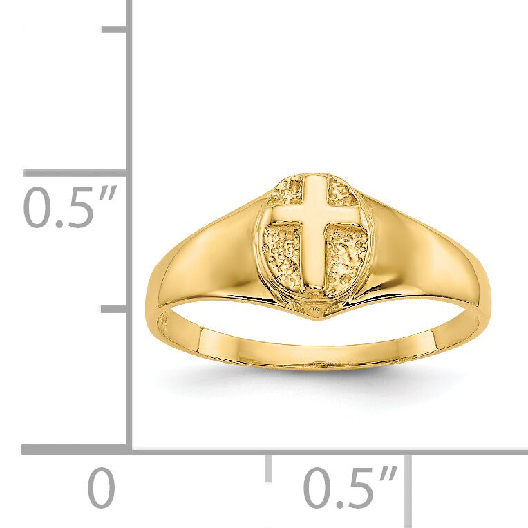 14k Childs Polished Open Cross Ring-R192
