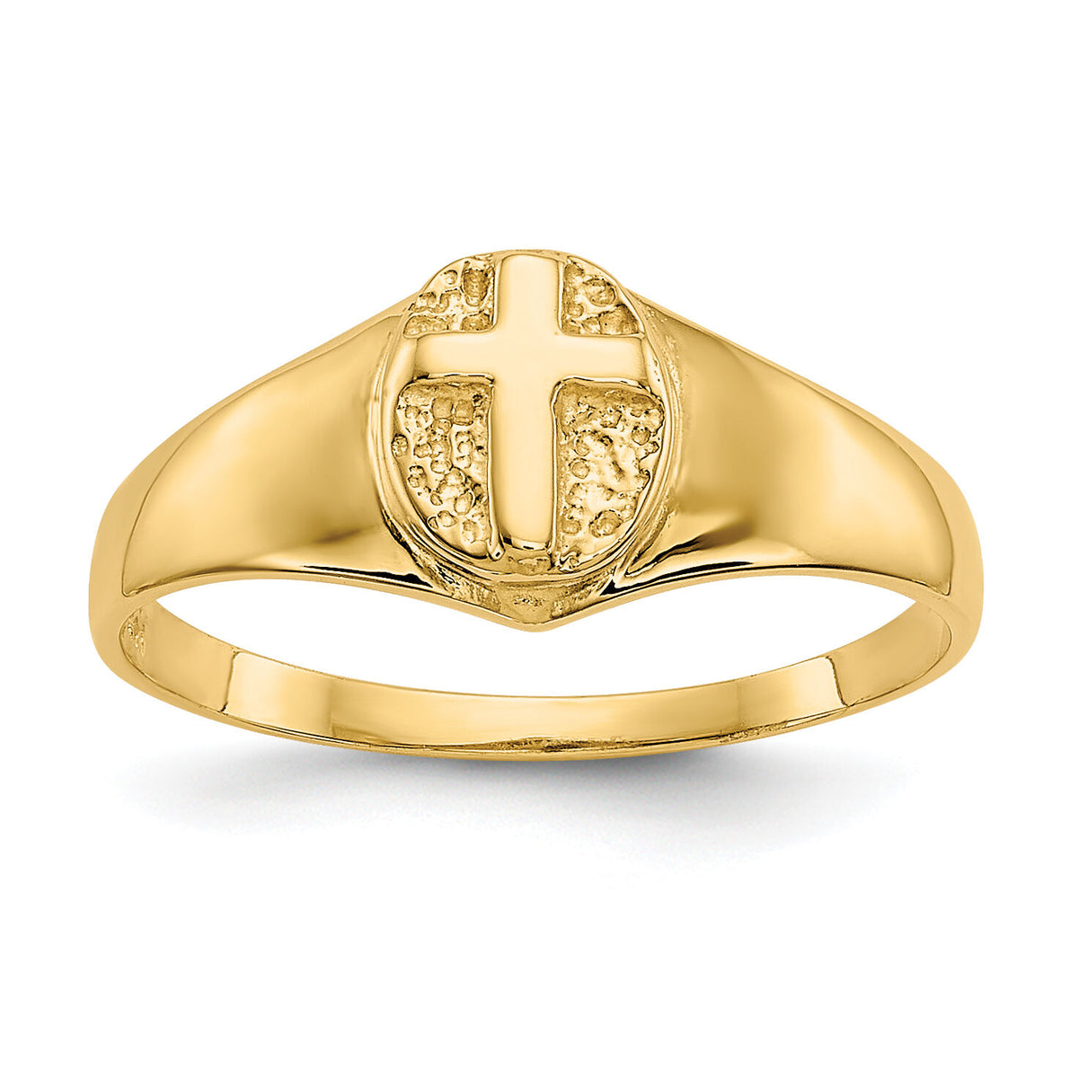 14k Childs Polished Open Cross Ring-R192