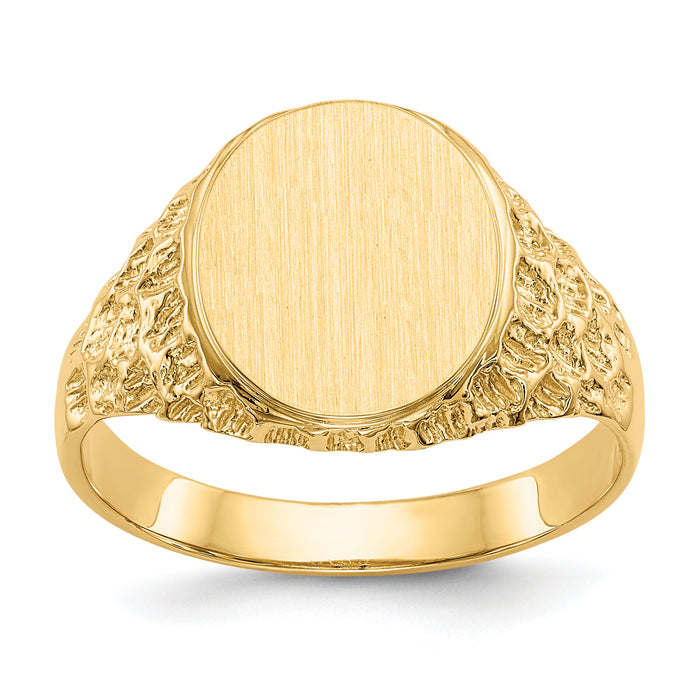 14k 10.5x12.5mm Open Back Mens Signet Ring-R234