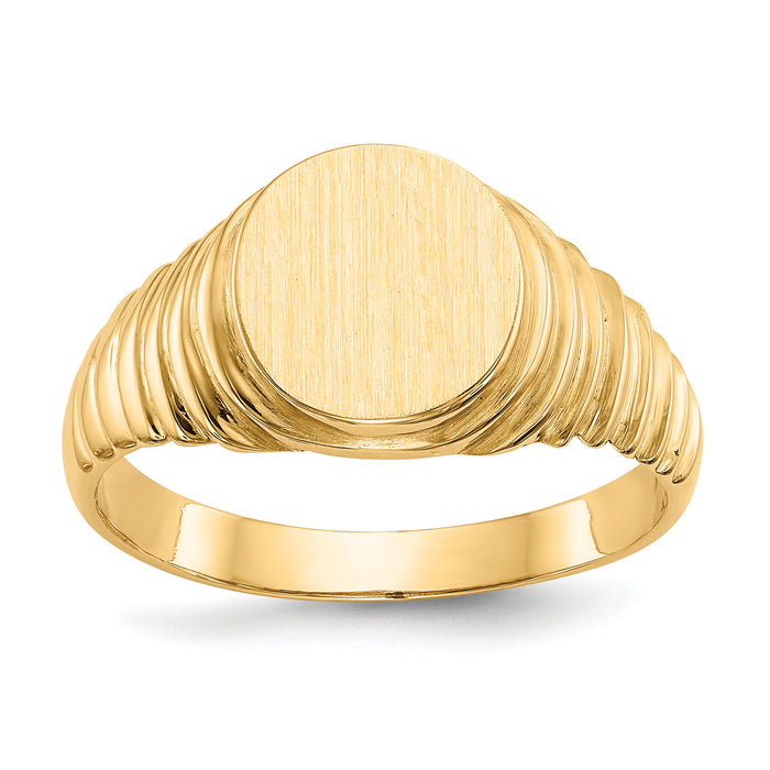 14k 10.5x9.5mm Open Back Mens Signet Ring-R256