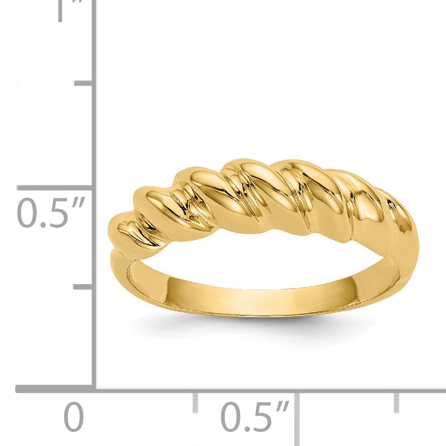 14k Polished Twisted Dome Ring-R285