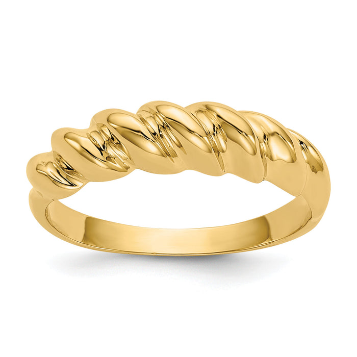 14k Polished Twisted Dome Ring-R285