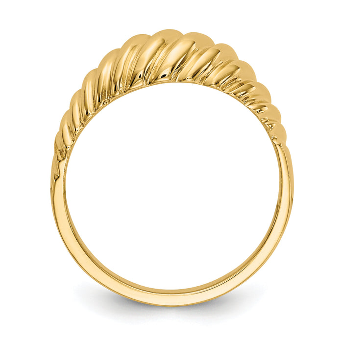 14k Polished Scalloped Dome Ring-R313