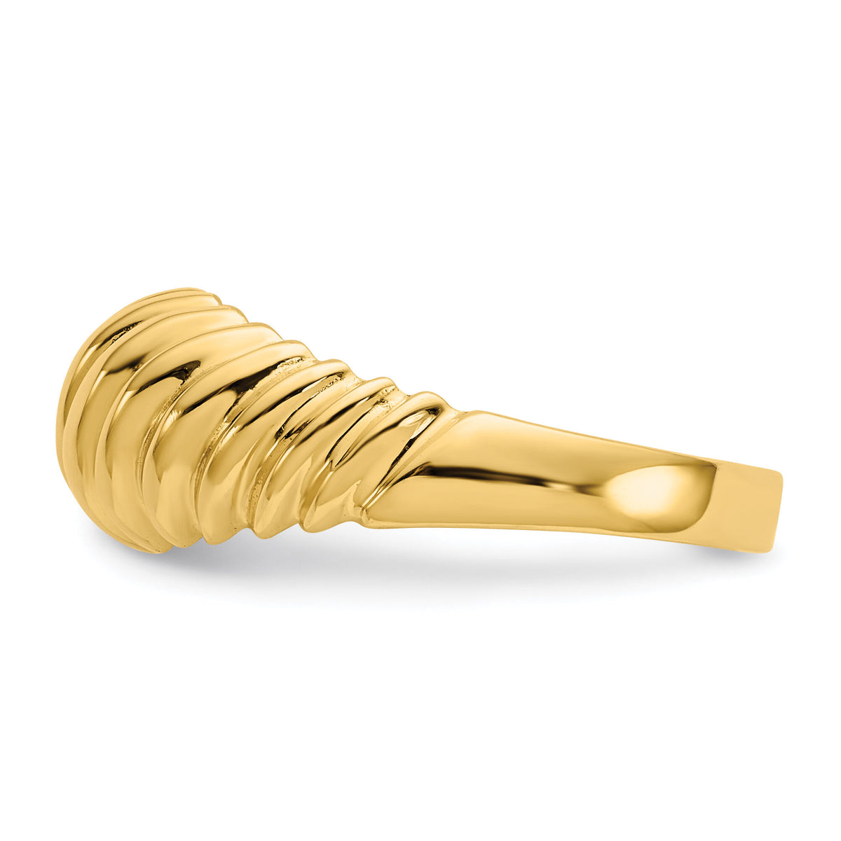 14k Polished Scalloped Dome Ring-R313