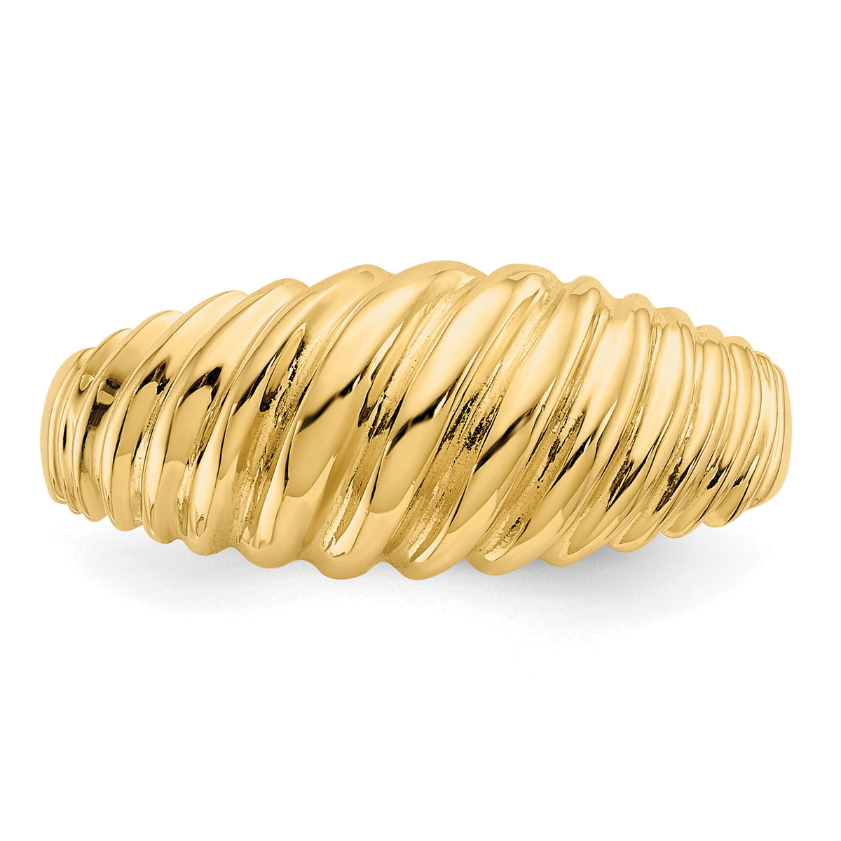 14k Polished Scalloped Dome Ring-R313