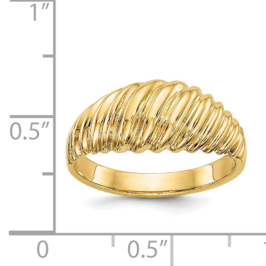 14k Polished Scalloped Dome Ring-R313
