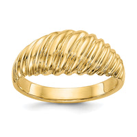 14k Polished Scalloped Dome Ring-R313
