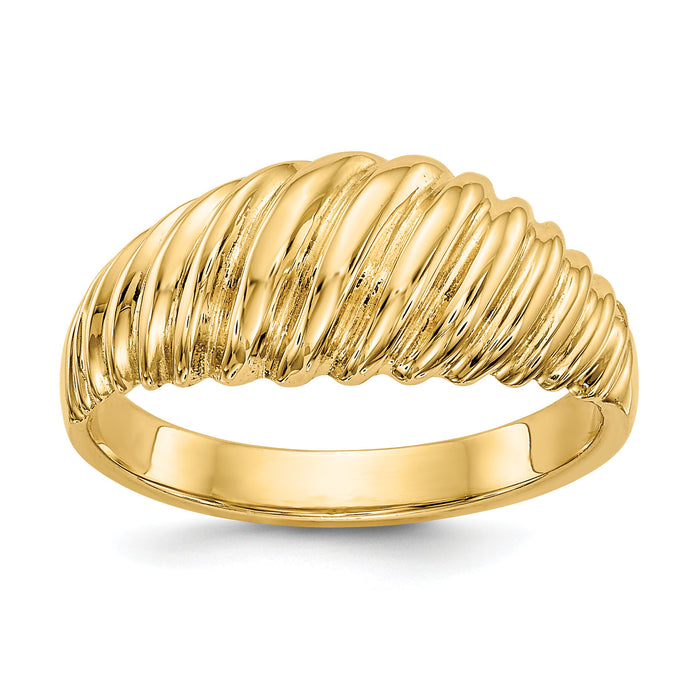 14k Polished Scalloped Dome Ring-R313