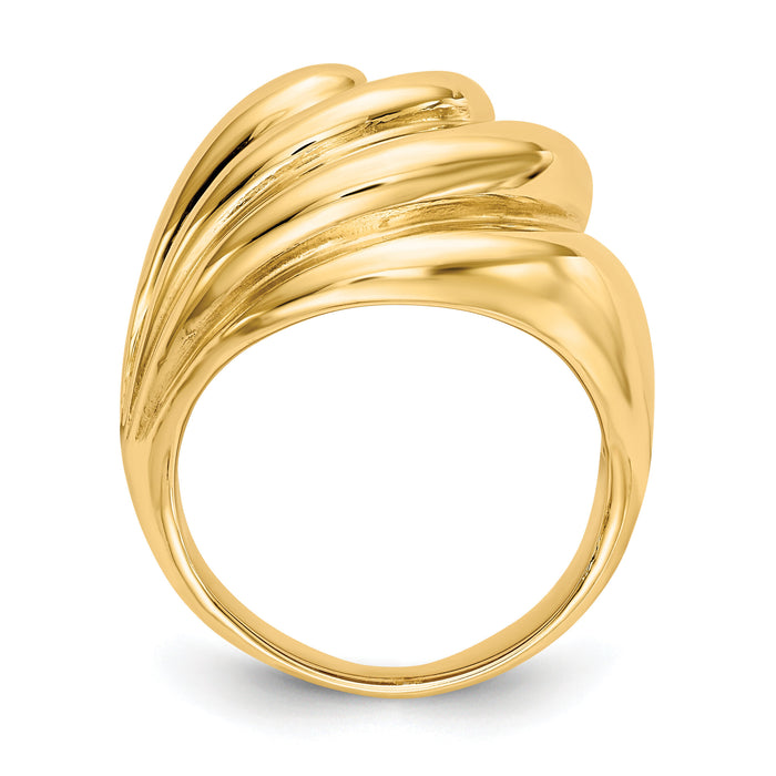14k Polished Swirl Dome Ring-R317