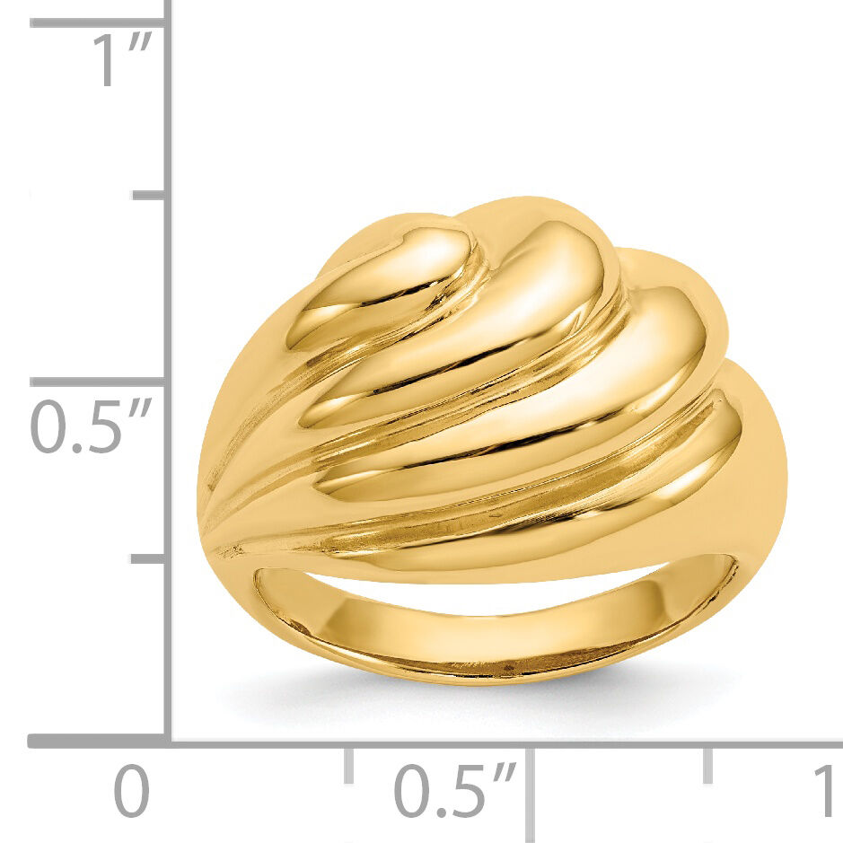 14k Polished Swirl Dome Ring-R317