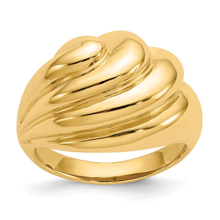 14k Polished Swirl Dome Ring-R317