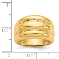 14k Polished Scalloped Dome Ring-R322