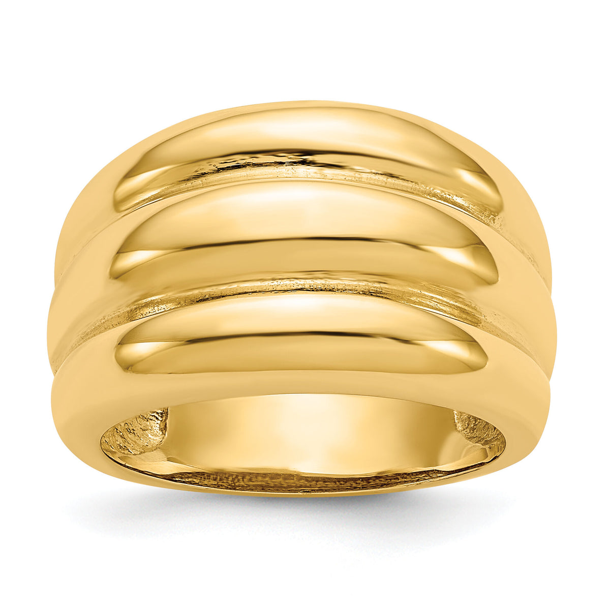 14k Polished Scalloped Dome Ring-R322