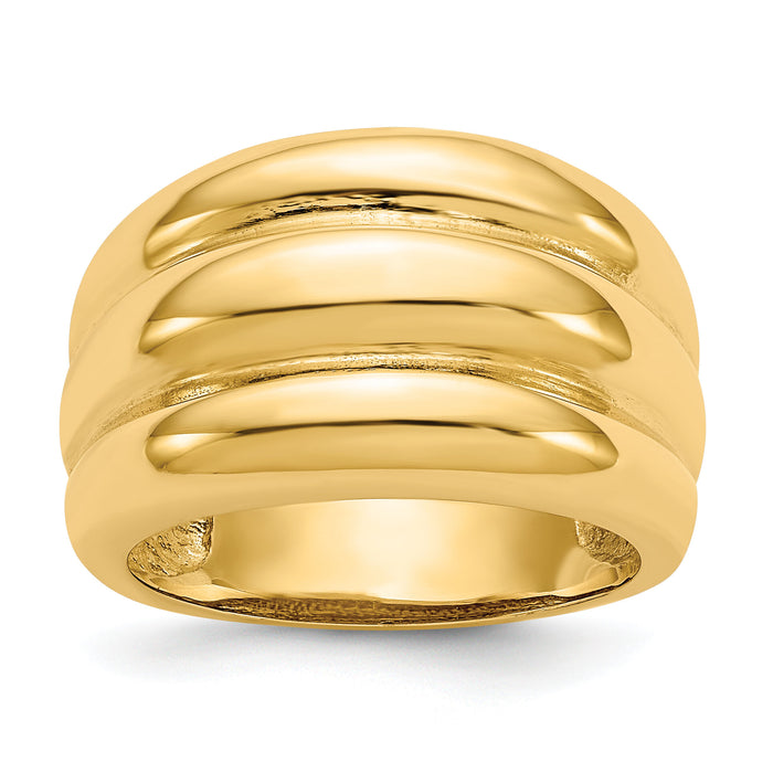 14k Polished Scalloped Dome Ring-R322