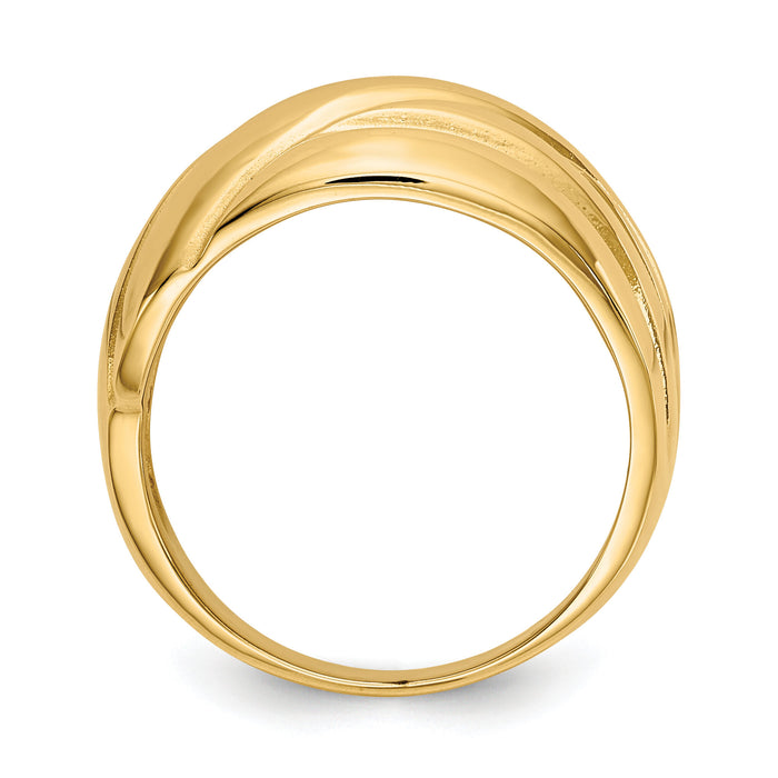 14k Polished Scalloped Dome Ring-R343