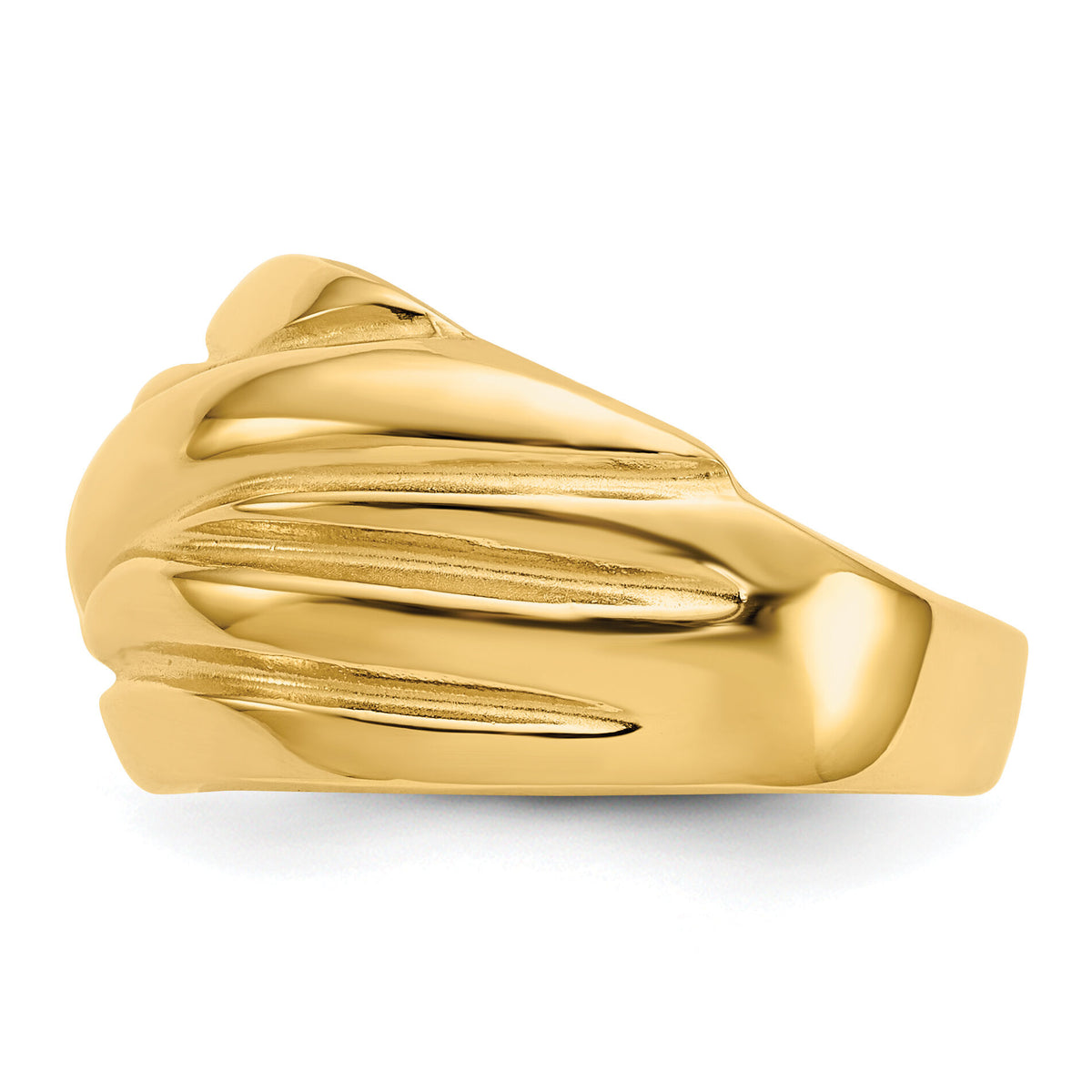 14k Polished Scalloped Dome Ring-R343