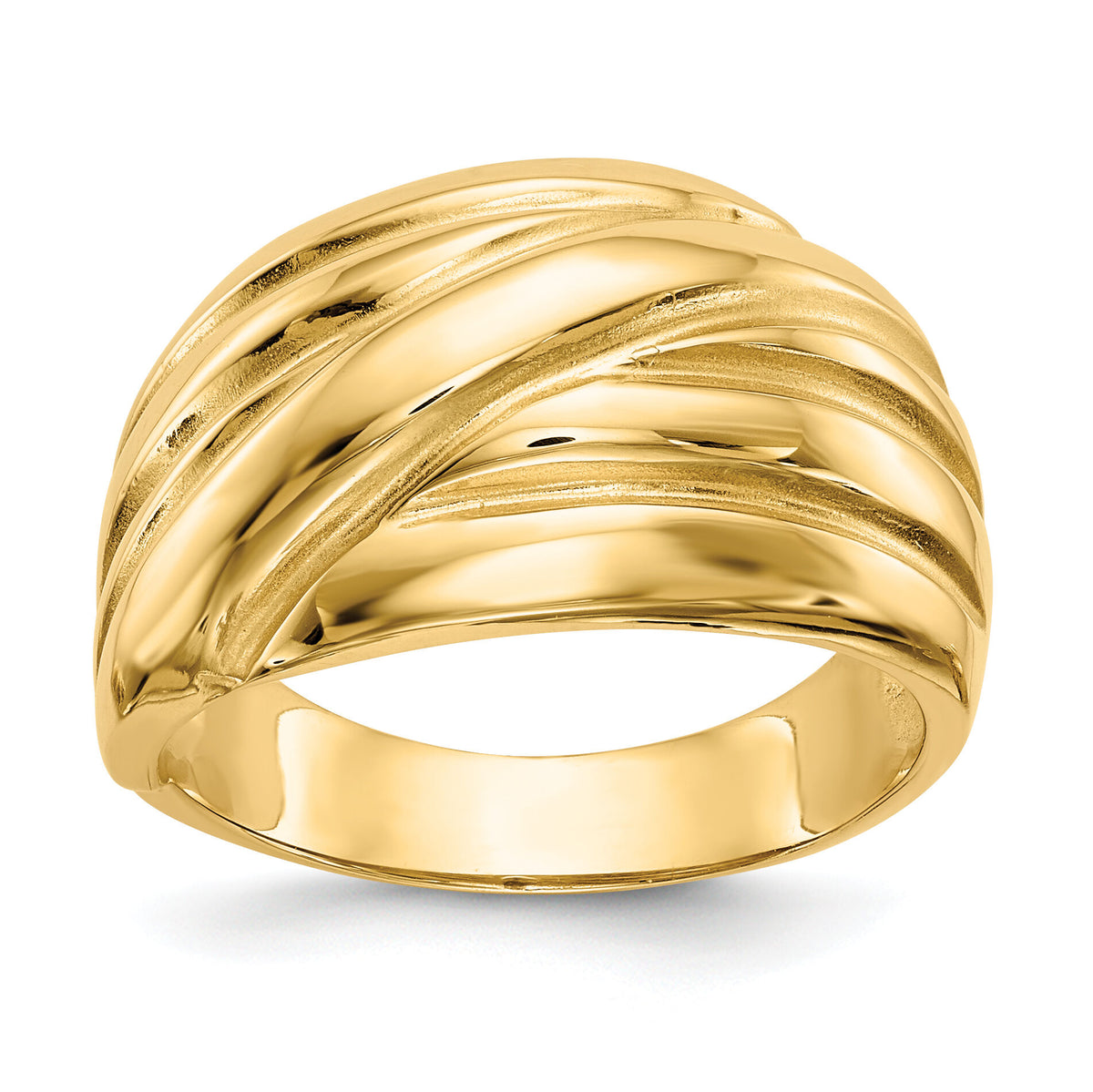14k Polished Scalloped Dome Ring-R343