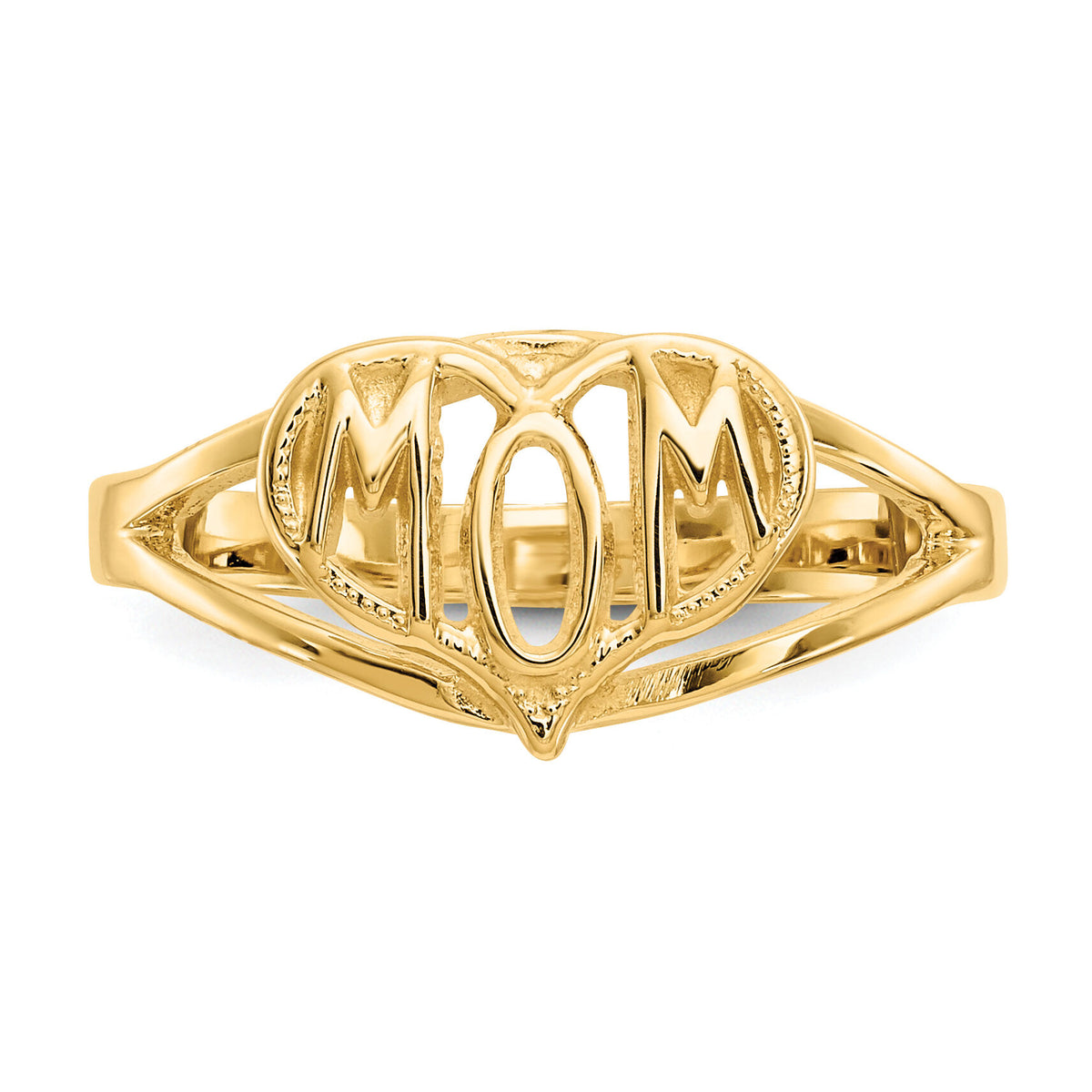 14k Polished Mom Heart Ring-R423