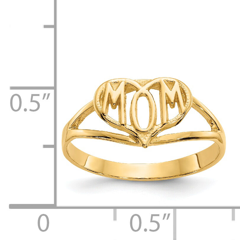 14k Polished Mom Heart Ring-R423