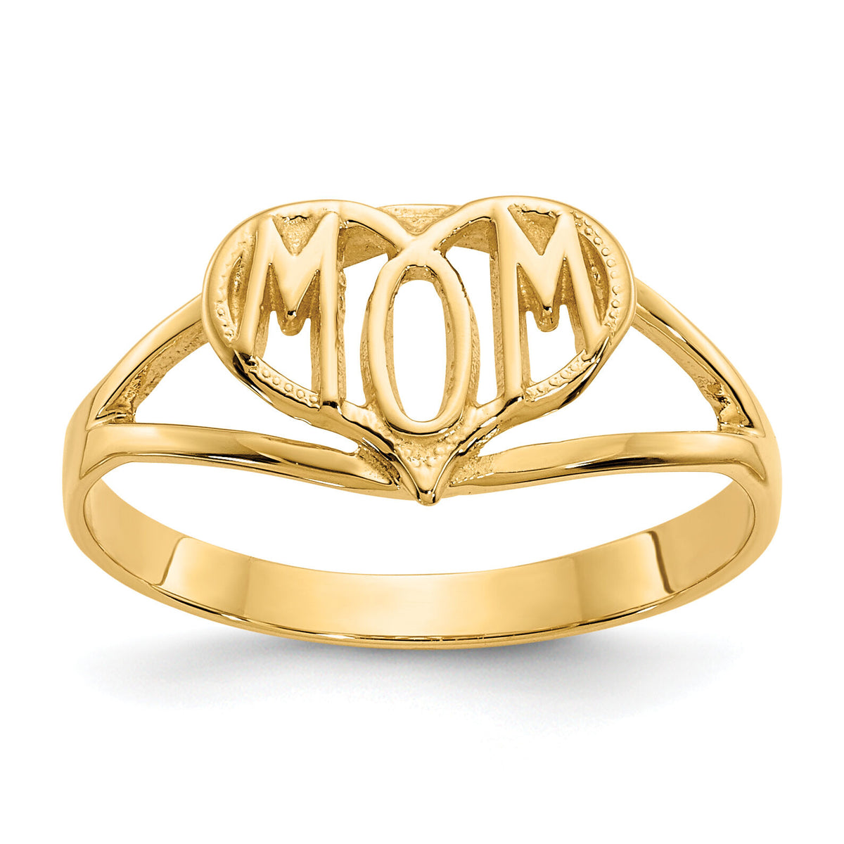 14k Polished Mom Heart Ring-R423