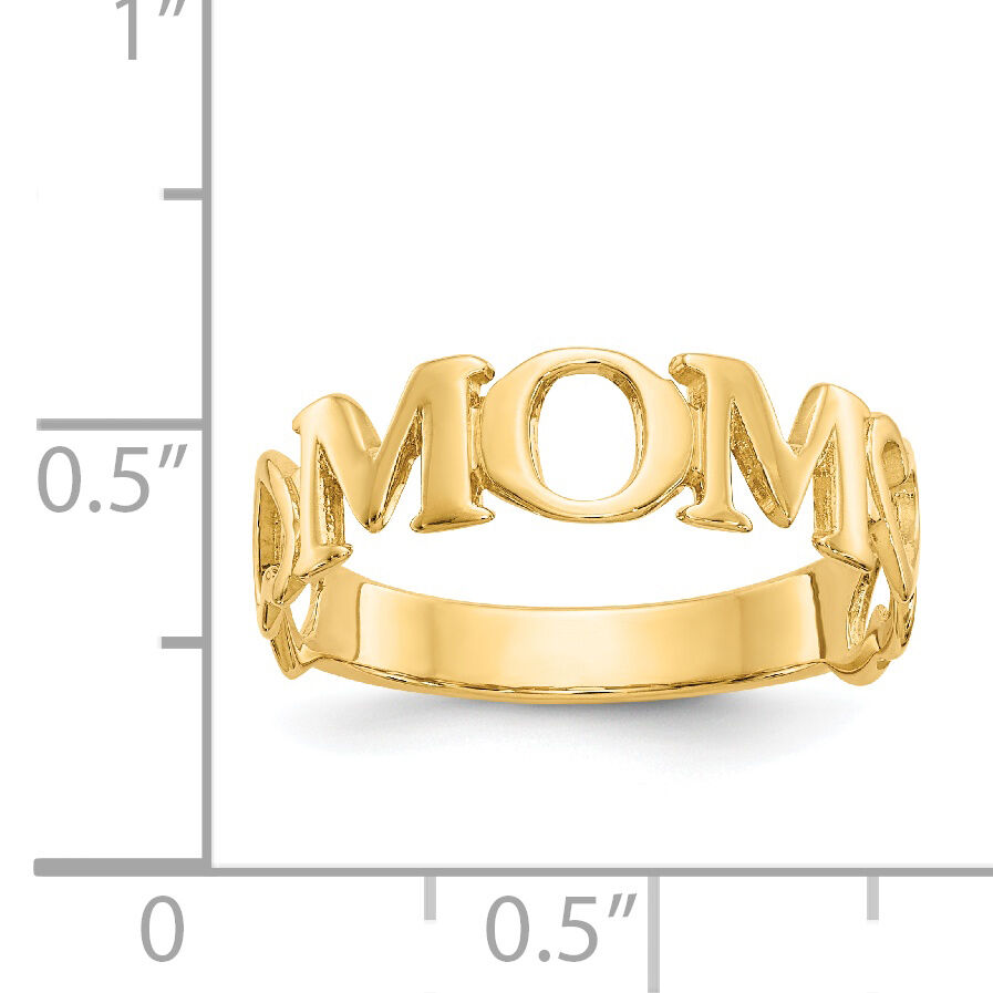 14k Polished Mom Ring-R424