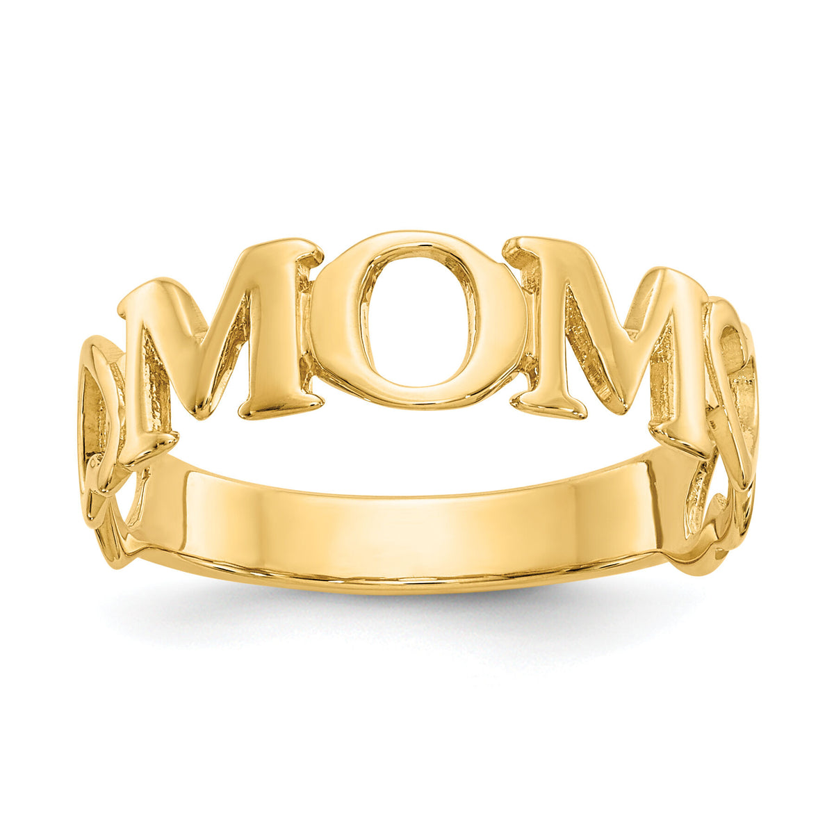 14k Polished Mom Ring-R424