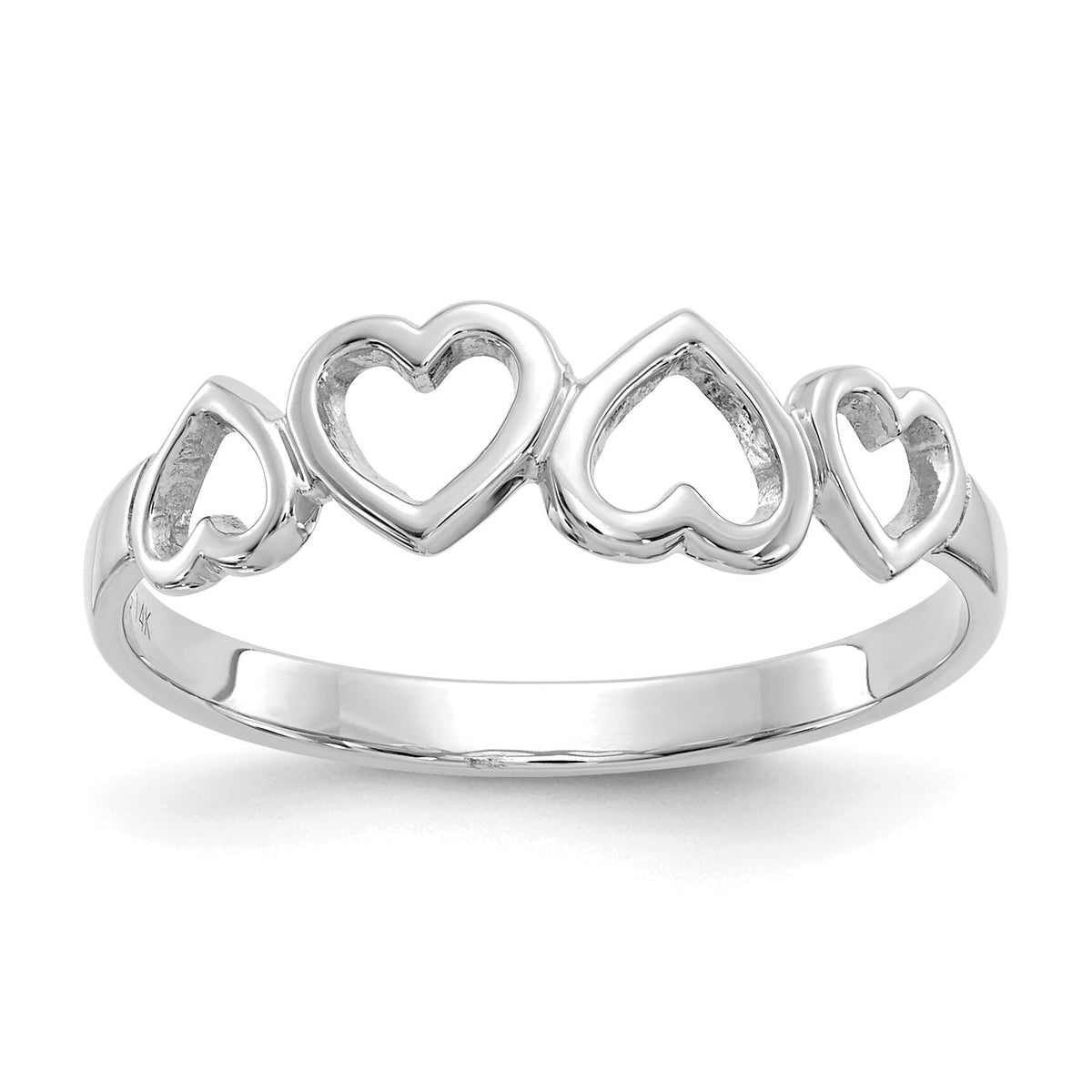 14K White Gold Heart Ring-R42W